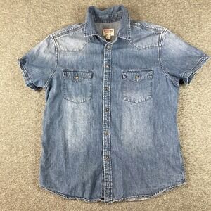 Y2K Mossimo‎ Denim Snap Shirt Mens Large L Cowboy Yoke Blue